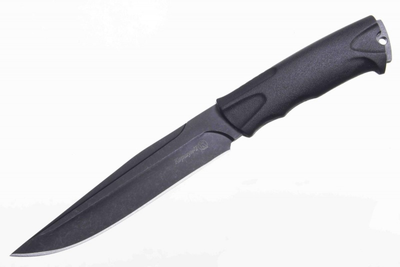 Нож "Коршун-2" (Stonewash черный, эластрон)