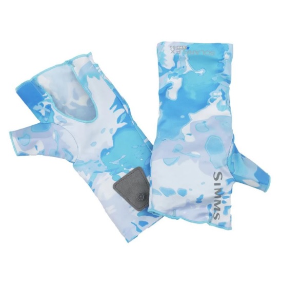 Перчатки Simms SolarFlex No-Finger SunGlove Cloud Camo Blue р.L/XL