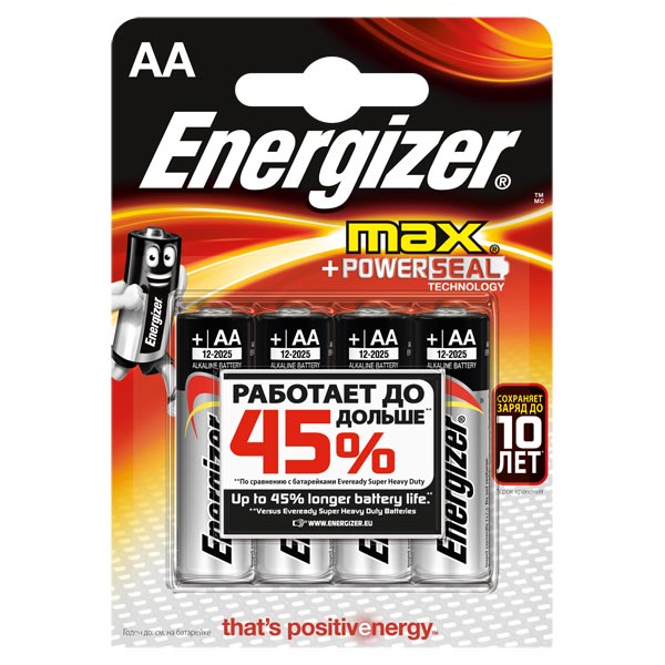Батарейка Energizer MAX E91AA 4шт/блистер