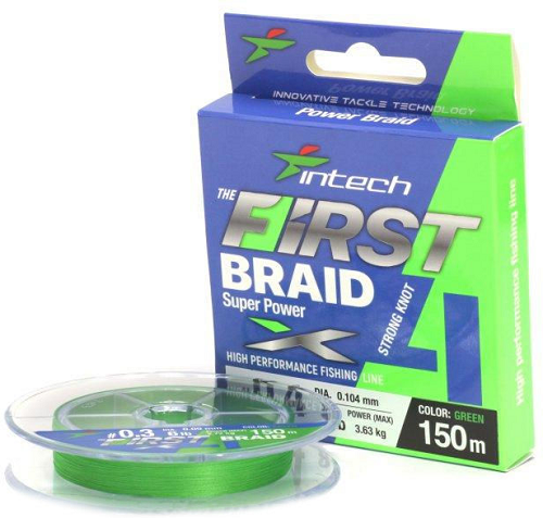 Леска плетеная Intech First Braid X4 Green 150m 1.5/0,205мм 10кг