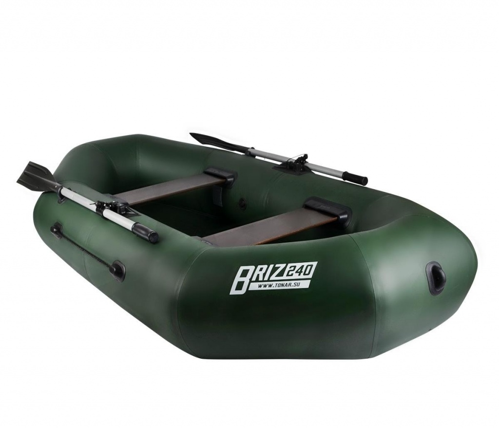Лодка надувная Тонар Бриз 240 с веслами зеленый