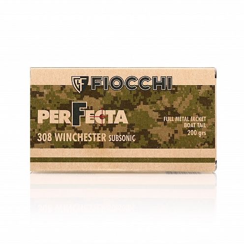 Патрон нарезной 308 Win Fiocchi FMJBT Subsonic 200 gr
