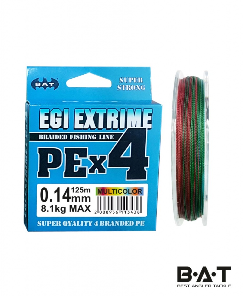 Леска плетеная BAT PE Egi Extrime New 125м 0.10мм Multicolor