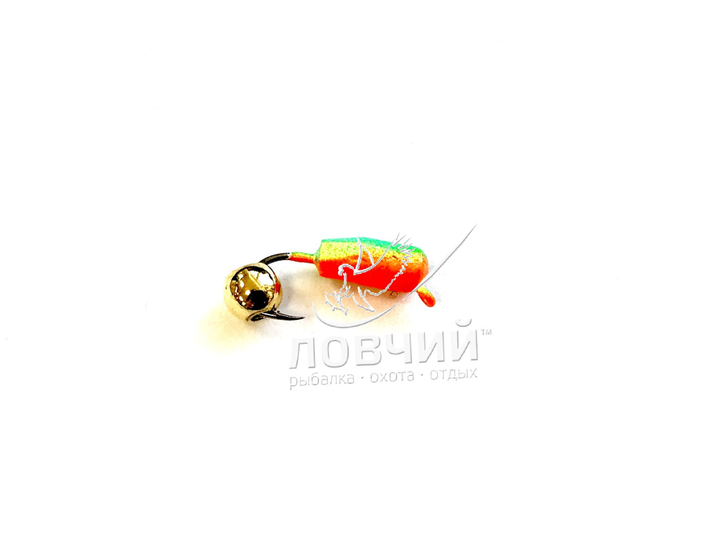Мормышка Гвоздик флюоресц. с латун.шариком золот 4мм-цвет 18 Г90