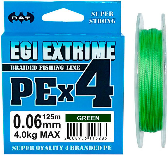 Леска плетеная BAT PE Egi Extrime New 125м 0.22мм Green