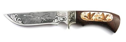 Нож "Галеон" (95x18) венге, литьё, кость, гравировка