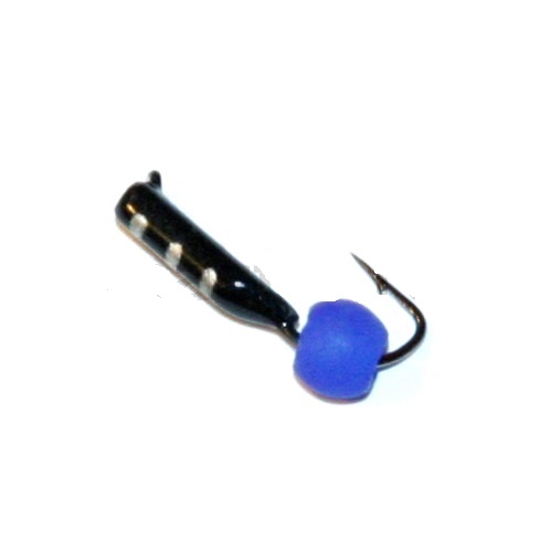 Мормышка Безнасадка 3 чёрный, неоновый шар, 0,8гр. (синий) Б8
