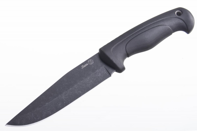 Нож "Линь" (Stonewash черный, эластрон)