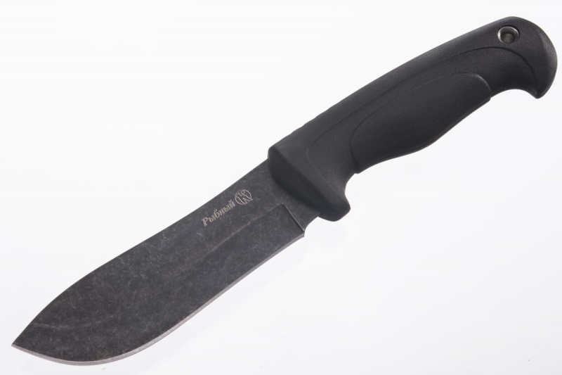 Нож "Рыбный" (Stonewash черный, эластрон)