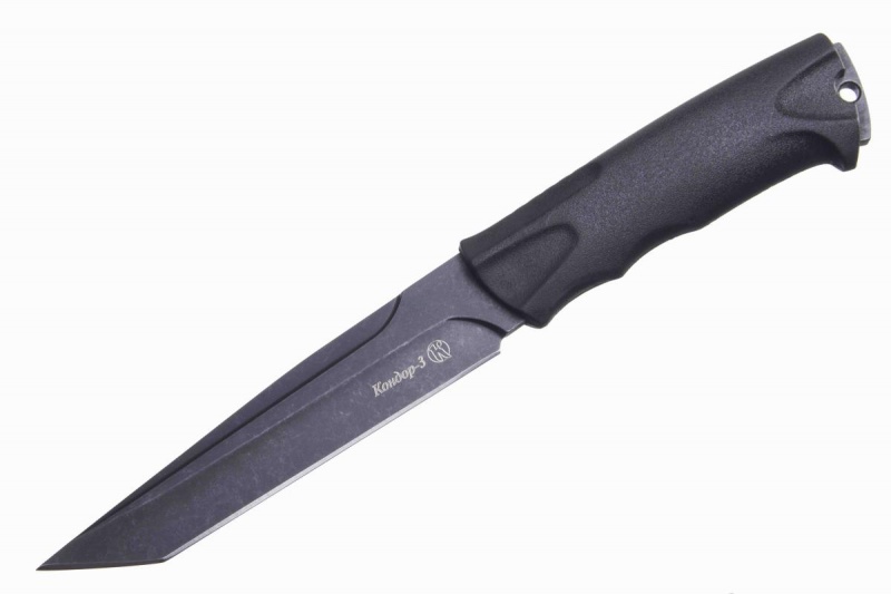 Нож "Кондор-3" (Stonewash черный, эластрон)